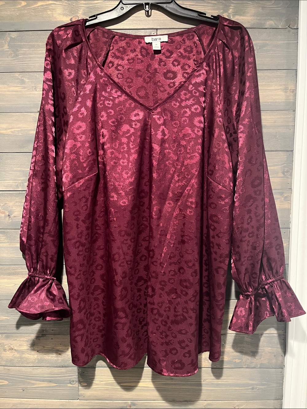 Bar lll Burgundy Leopard Blouse 1X